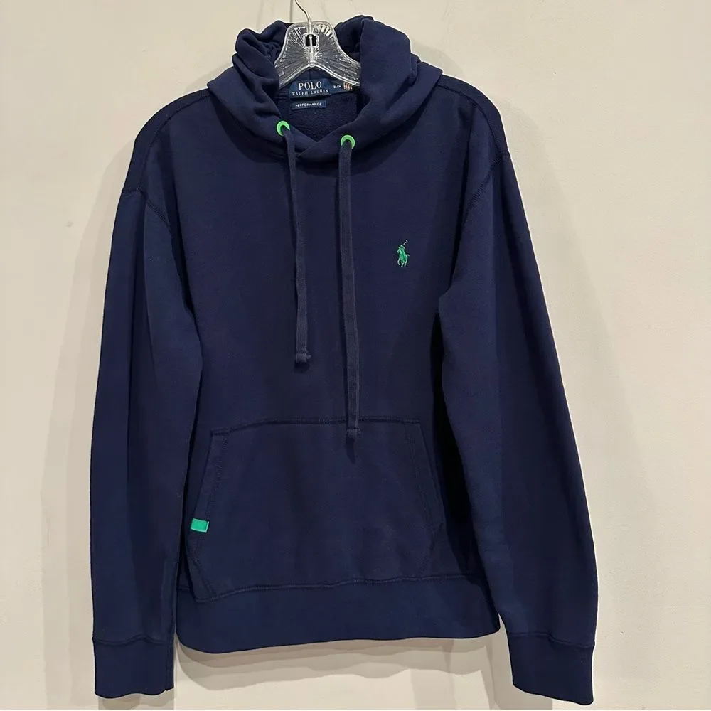 POLO RALPH LAUREN Hoodie Sweatshirt Men Size Medium Performance Green Pony Logo